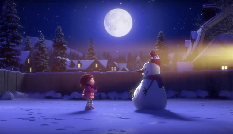 Lily and Snowman, enfants, imagination, animation, fêtes de Noël, Célèbrer l'An Nouveau, neige, Noël, Arctic05, amour, partage, simplicité, amis