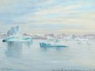Carl Locher- Landscape from Disko Bay, peinture du Groenland, la baie de Disko, Art, Arctic05, vente publique, Bruun Rasmussen, iceberg, paysage polaire, couleurs boréales, eaux glacées